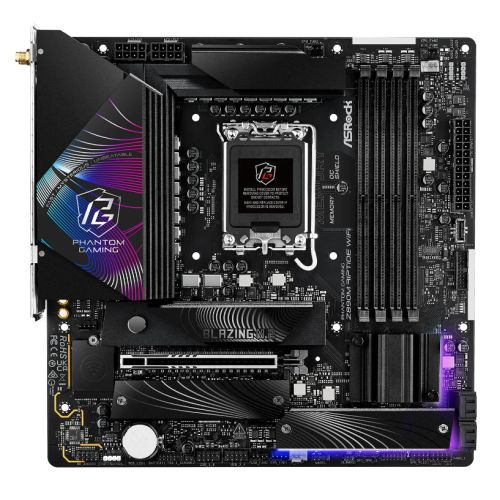 Asrock Z890M RIPTIDE WIFI, Intel Z890, 1851, Micro ATX, 4 DDR5, HDMI, DP, 2 TB4, Wi-Fi 6E, 2.5G LAN, RGB, 3x M.2