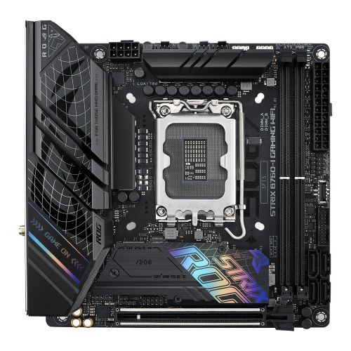 Asus ROG STRIX B760-I GAMING WIFI, Intel B760, 1700, Mini ITX, 2 DDR5, HDMI, DP, Wi-Fi 6E, 2.5G LAN, PCIe5, RGB, 2x M.2