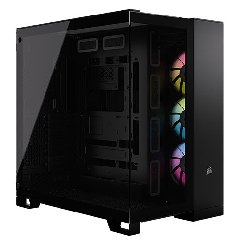 Corsair 6500X RGB iCUE Link Dual Chamber Gaming Case w/ Glass Side & Front, ATX, 3x RGB Fans, Mesh Panels, USB-C, Asus BTF Compatible, Black