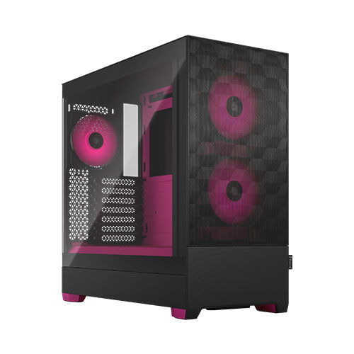 Fractal Design Pop Air RGB (Magenta Core TG) Gaming Case w/ Clear Glass Window, ATX, Hexagonal Mesh Front, Magenta Interior/Accents, 3 RGB Fans & ARGB Controller