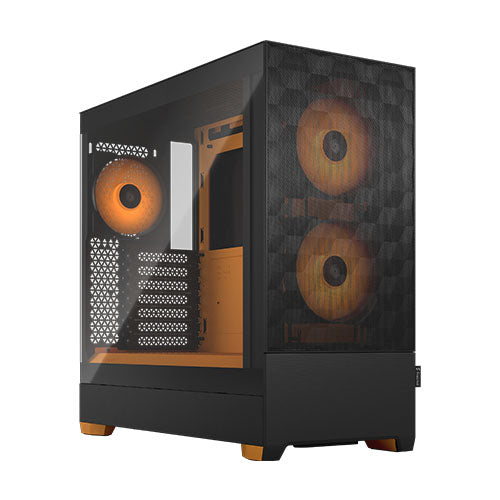 Fractal Design Pop Air RGB (Orange Core TG) Gaming Case w/ Clear Glass Window, ATX, Hexagonal Mesh Front, Orange Interior/Accents, 3 RGB Fans & ARGB Controller