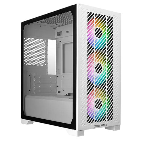 Cooler Master Elite 301 Gaming Case w/ Glass Side, Micro ATX, 3x ARGB Fans, PSU Shroud, Intake Grill, USB-C, White