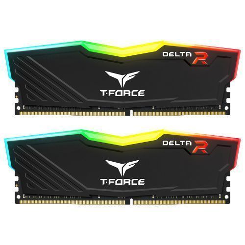 Team T-Force Delta RGB 64GB Kit (2 x 32GB), DDR4, 3600MHz (PC4-28800), CL18, XMP 2.0, DIMM Memory, Black