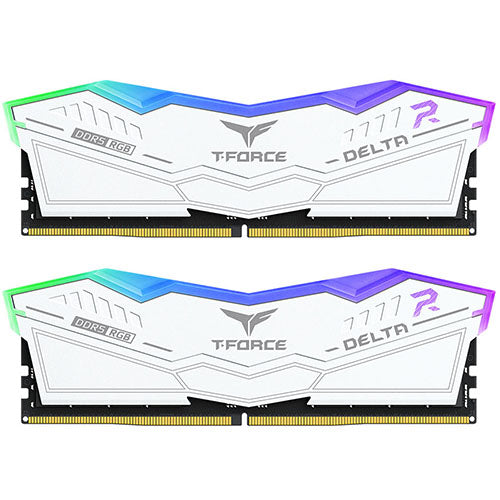 Team T-Force Delta RGB 32GB Kit (2 x 16GB), DDR5, 6000MHz (PC5-48000), CL30, ECC, XMP 3.0, PMIC, DIMM Memory, White