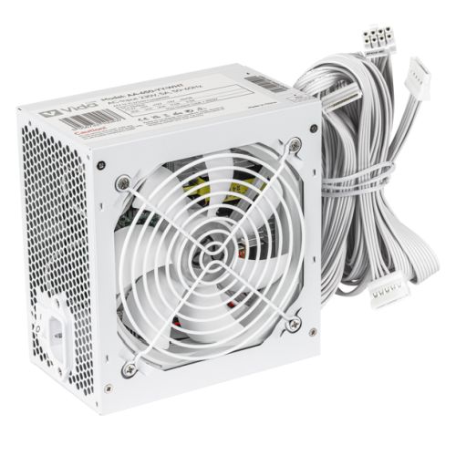 Vida Lite 650W ATX PSU, Fluid Dynamic Ultra-Quiet Fan, PCIe, Flat White Cables, Power Lead Not Included, White